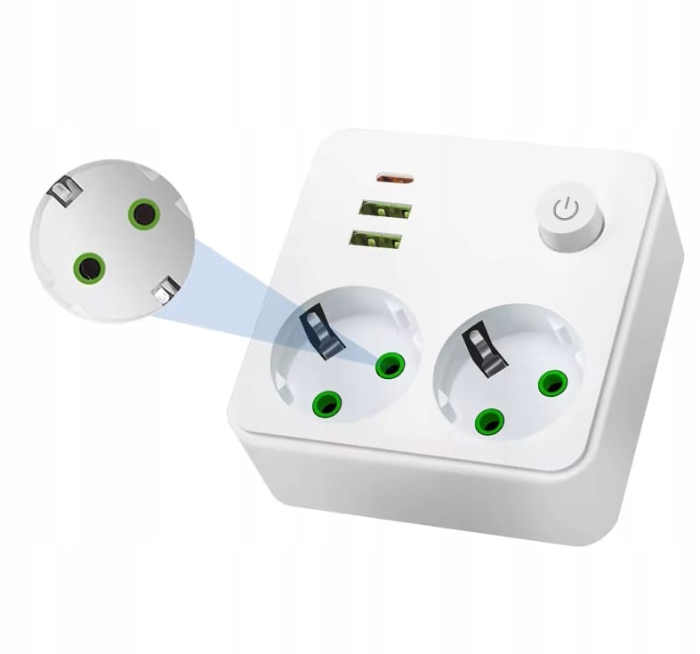 Photography Lighting Uk - Удлинитель-розетка с 2 AC-розетками, 2 USB-портами